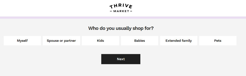Thrive Market - Who Do You Usually Shop For