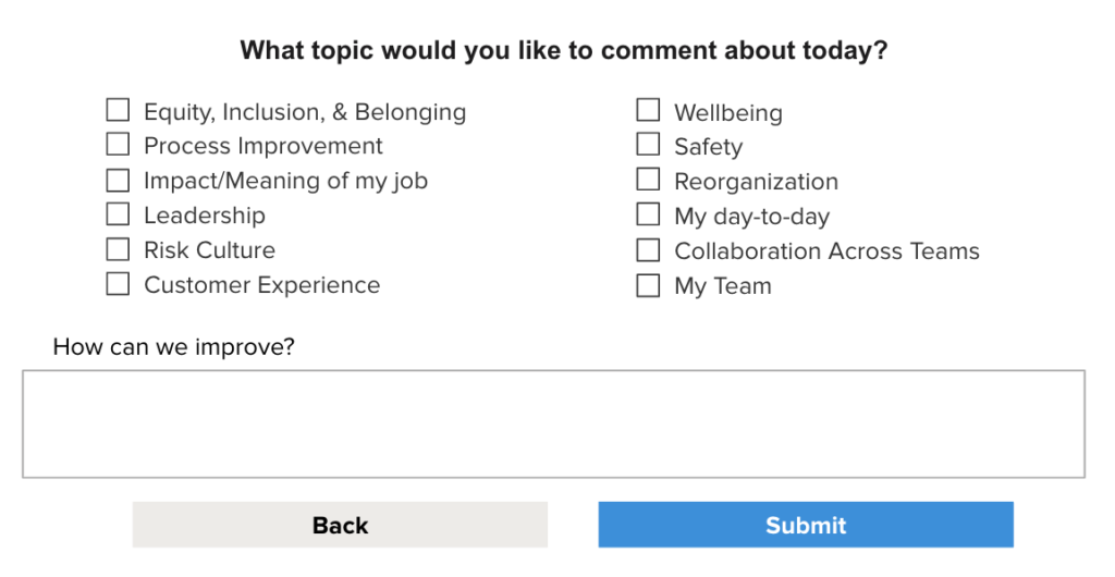 Always-on survey collecting employee feedback