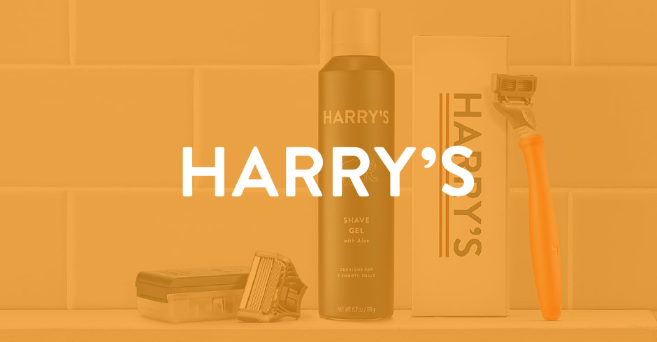 Harry's logo and products on a bathroom counter
