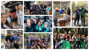 A collage of several Medallina teams coming together to volunteer their time for global week of giving