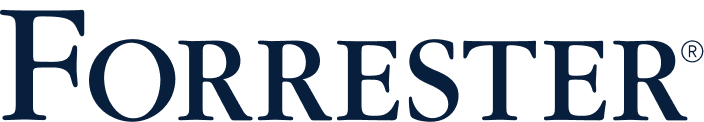 The image displays the word Forrester in large, dark blue serif font on a transparent background.