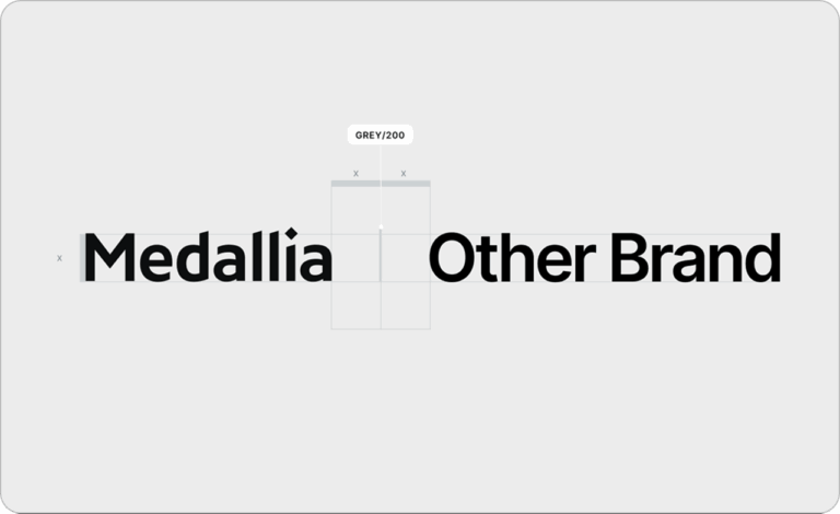 이미지에는 밝은 회색 배경(라벨: GREY/200) 위에 검은색 굵은 글씨로 Medallia 'Other Brand'라는 단어가 표시되어 있으며, 두 단어 사이에는 공백과 격자 무늬가 있습니다.
