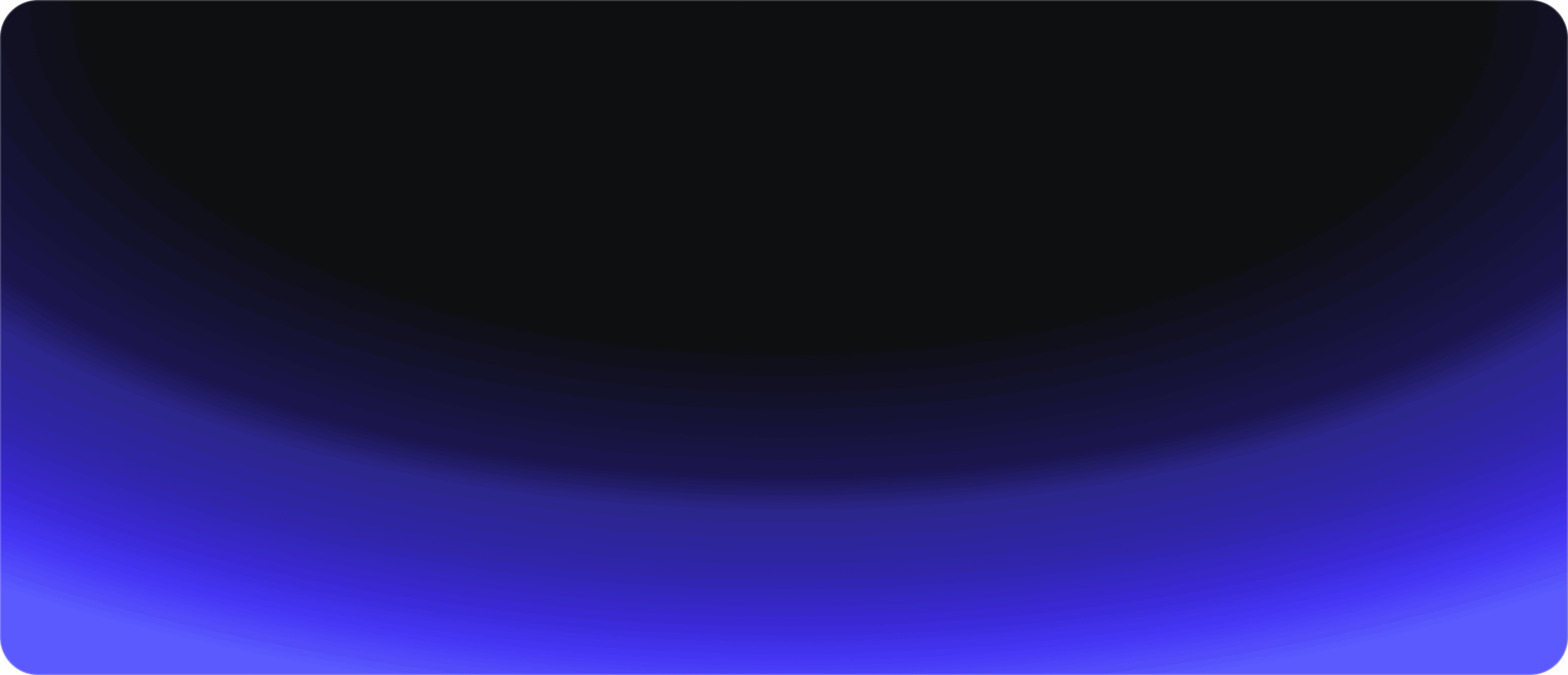 Un fondo con un degradado oscuro y transiciones suaves y curvas desde el negro en la parte superior hasta tonos azul oscuro y morado en la parte inferior, lo que crea un efecto brillante y atmosférico. Las esquinas de la imagen son redondeadas.