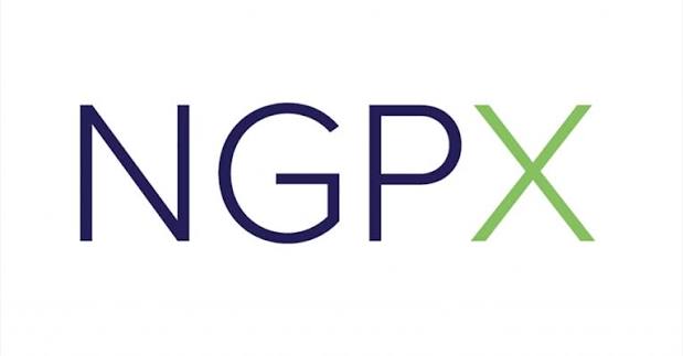 A imagem mostra as letras NGPX em um fundo branco. NGP está em azul escuro e X, em verde claro.