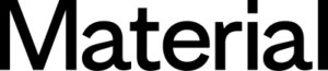 The image displays the word Material in large, bold, black letters on a light gray background.