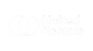 United Rentals logo featuring two overlapping oval shapes on the left and the company name United Rentals in bold text on the right.